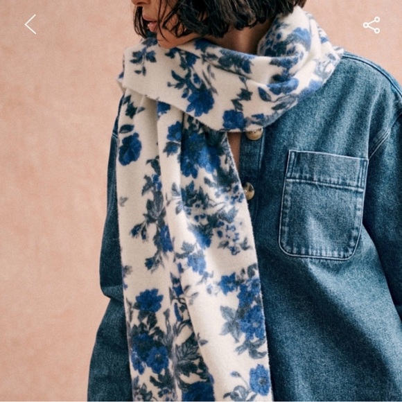 Sezane Accessories - Sezane Lorina Floral Blue and Cream Scarf